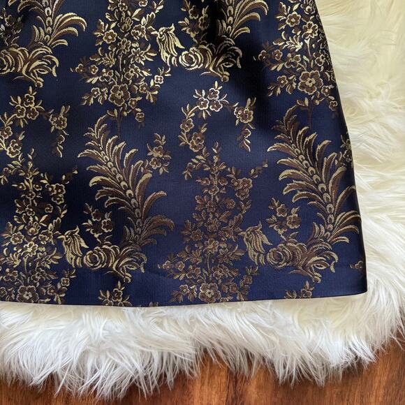 Hill House The Hallie Skirt in Navy Bird Brocade Size XS - Picture 4 of 7